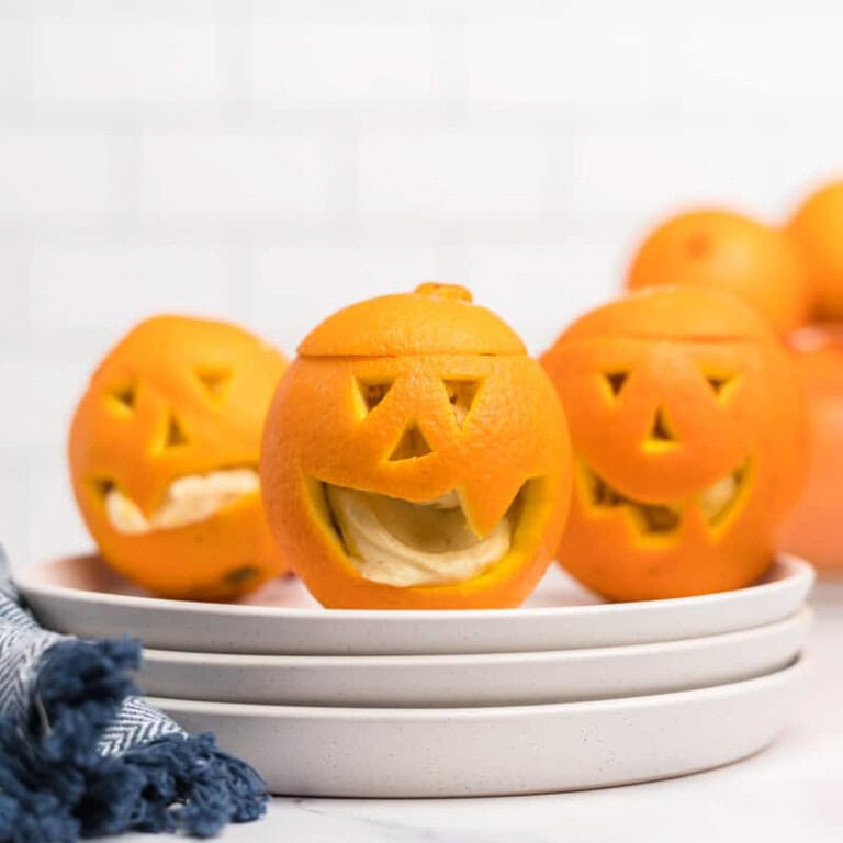 mandarin orange jack-o-lantern snack