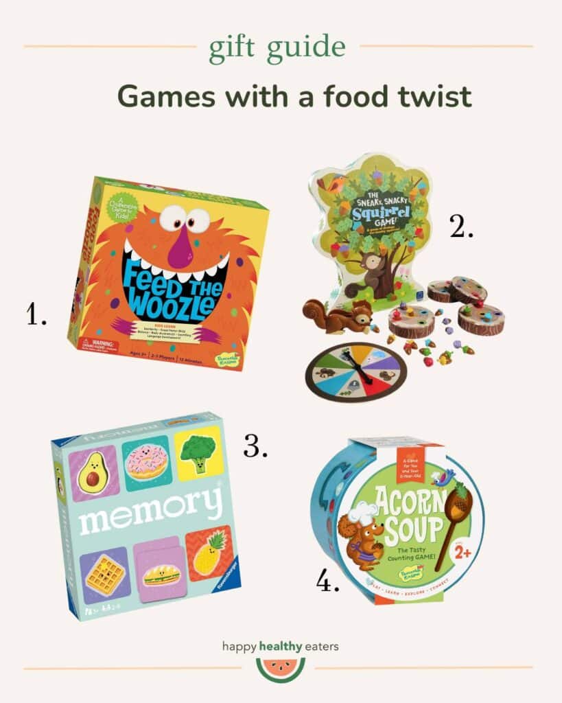 Happy Healthy Eaters 2024 Holiday Gift Guide images for games for a food twist