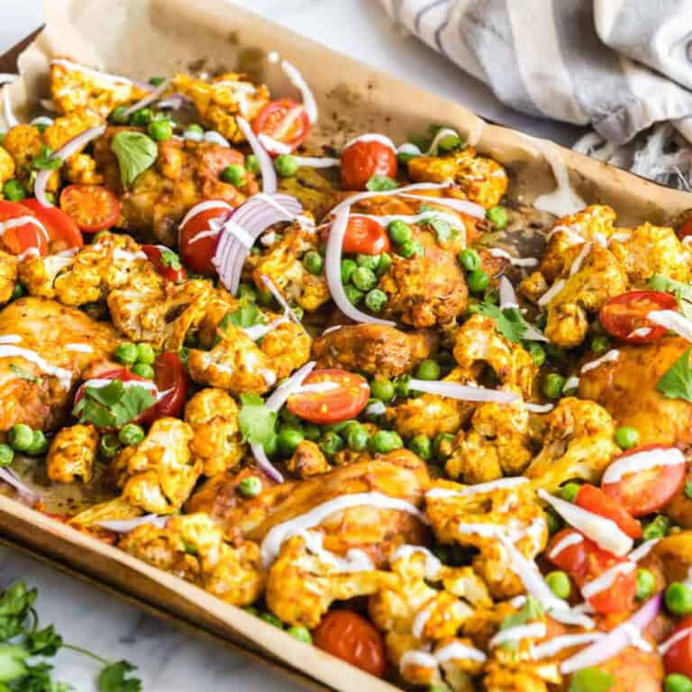 Indian spiced sheetpan chicken
