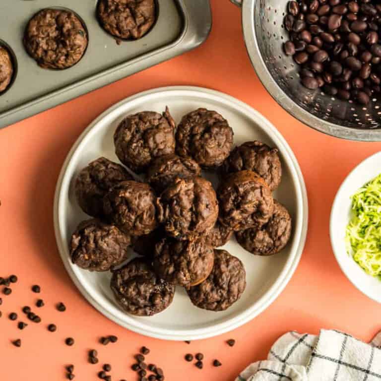 Black bean chocolate zucchini mini muffins.